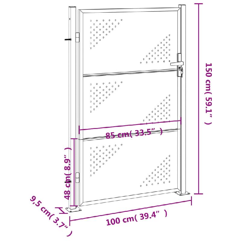 Vidaxl portail de jardin 100x150 cm acier inoxydable 376489_6