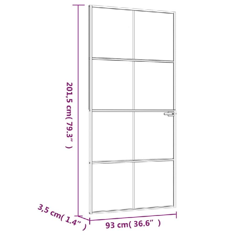 Vidaxl porte d'intérieur blanc 93x201,5 cm trempé verre aluminium fin 153672_6