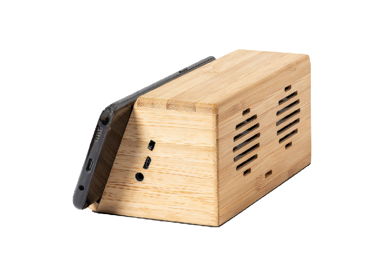 Chargeur enceinte Bluetooth en bambou - induction, chargeur rapide sans fil 10W, support téléphone portable_6