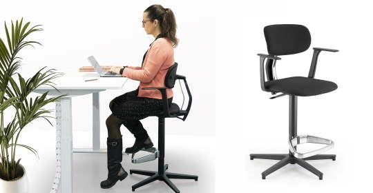 Fauteuil de bureau ergonomique ERGOKI - pour positions assis, assis-debout et debout - dossier réglable et assise flexible_6