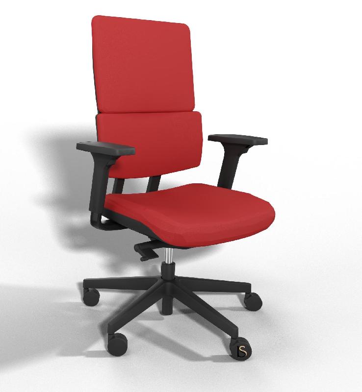 Siège de bureau Wi max avec renfort lombaires - Sokoa - Rouge, Réglable 3D, Oui, Sol dur_6