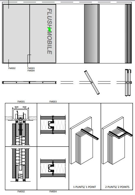 Cloisons mobiles Flush-Mobile pour agencement intérieur modulable