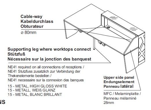 Banque d'accueil lumineuse Zig Zag avec accès PMR - MDD - Droite, Blanc, 260_6