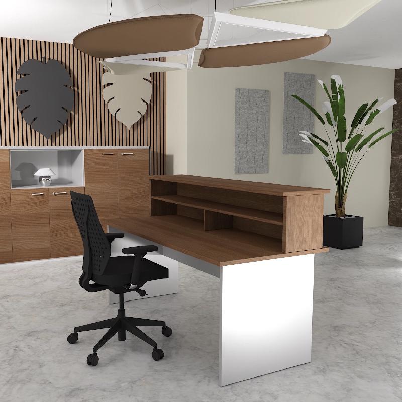 Bureau d'accueil Tono - Mobel Linea. - 120, Alu, Acacia foncé_0