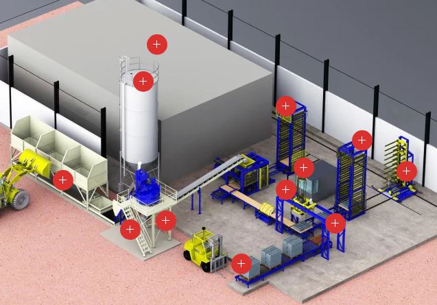 Machine de fabrication de blocs, hourdis, pavés - ROMETA 2050 - Grande production avec vibrocompresseur résistant et centrale à béton 1125/750 L_6