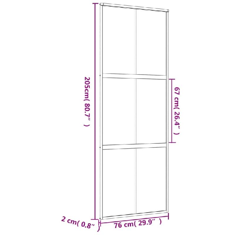 Vidaxl porte coulissante doré 76x205 cm verre esg dépoli et aluminium 155157_6