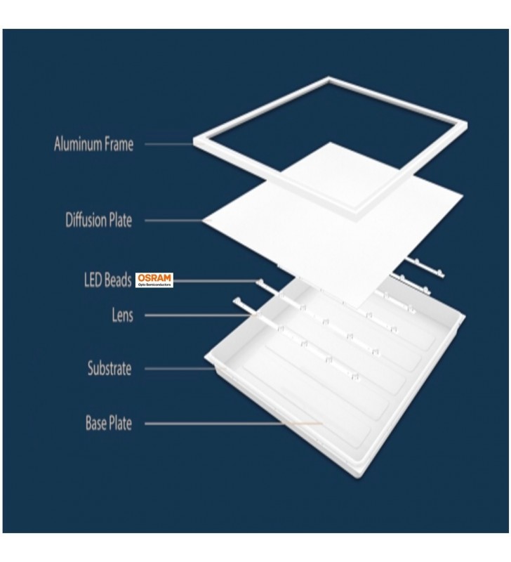 Dalle led 600x600 48w 6000k chip osram - réf bacosr486k_6