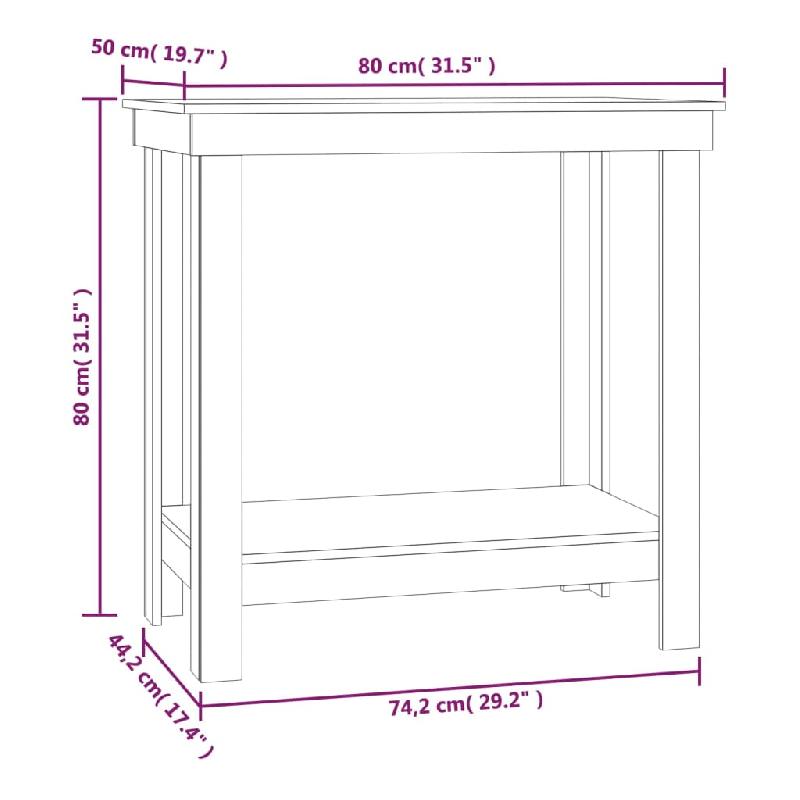 Vidaxl banc de travail marron miel 80x50x80 cm bois de pin massif 822499_6