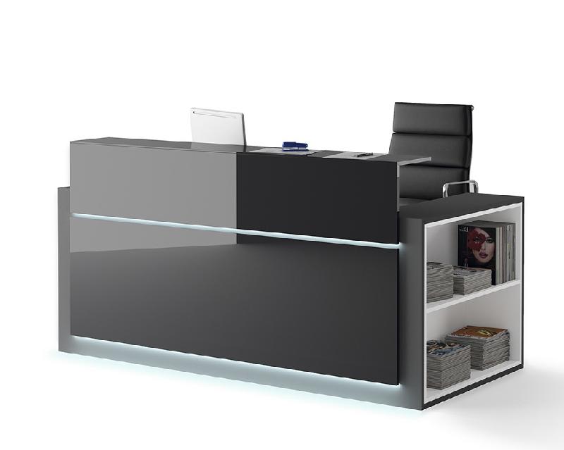 Banque d'accueil d'Ofitres, lumineuse avec étagère - 157, Droite, Non_6