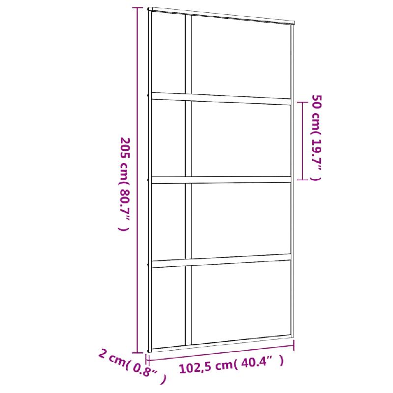 Vidaxl porte coulissante doré 102,5x205cm verre esg clair et aluminium 155192_6