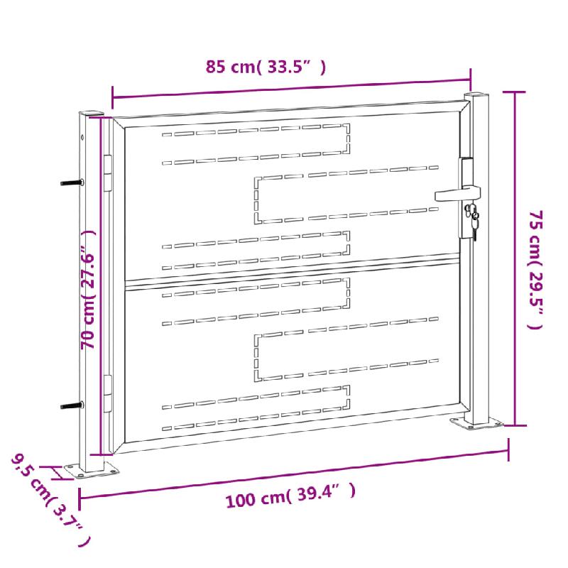 Vidaxl portail de jardin 100x75 cm acier inoxydable 376474_6