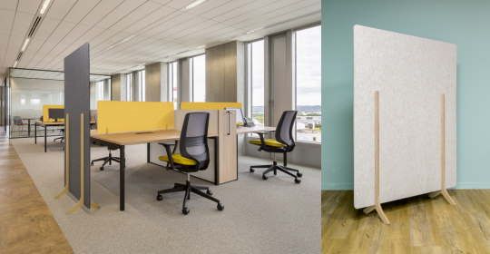 Écran de bureau acoustique OSLO - écologique et performant avec piétements en bois naturel_6