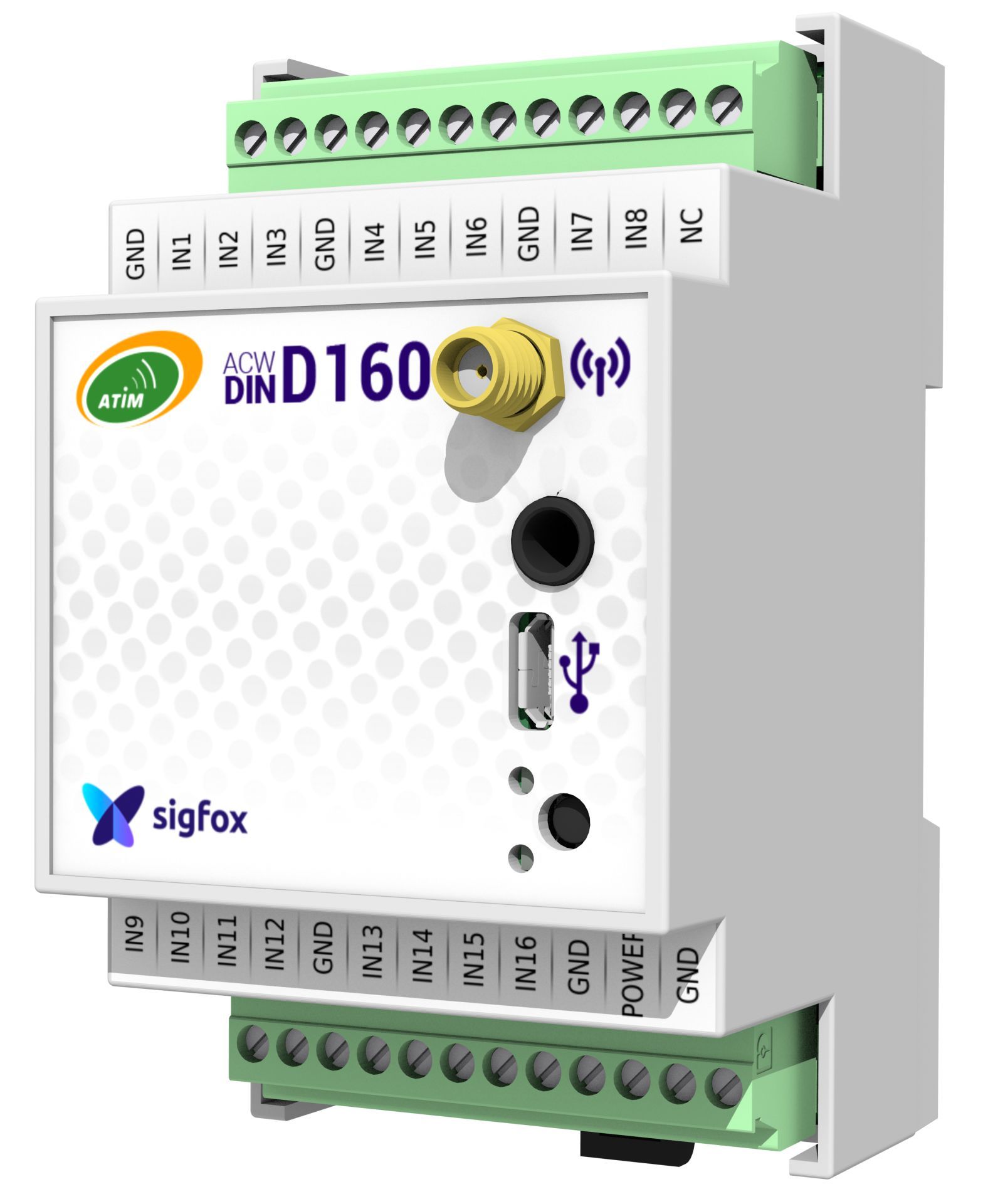 Modem radio ACW/SF8-DINDxxx - Réseau Sigfox - 16 entrées digitales et 8 sorties - Boîtier Rail DIN_6
