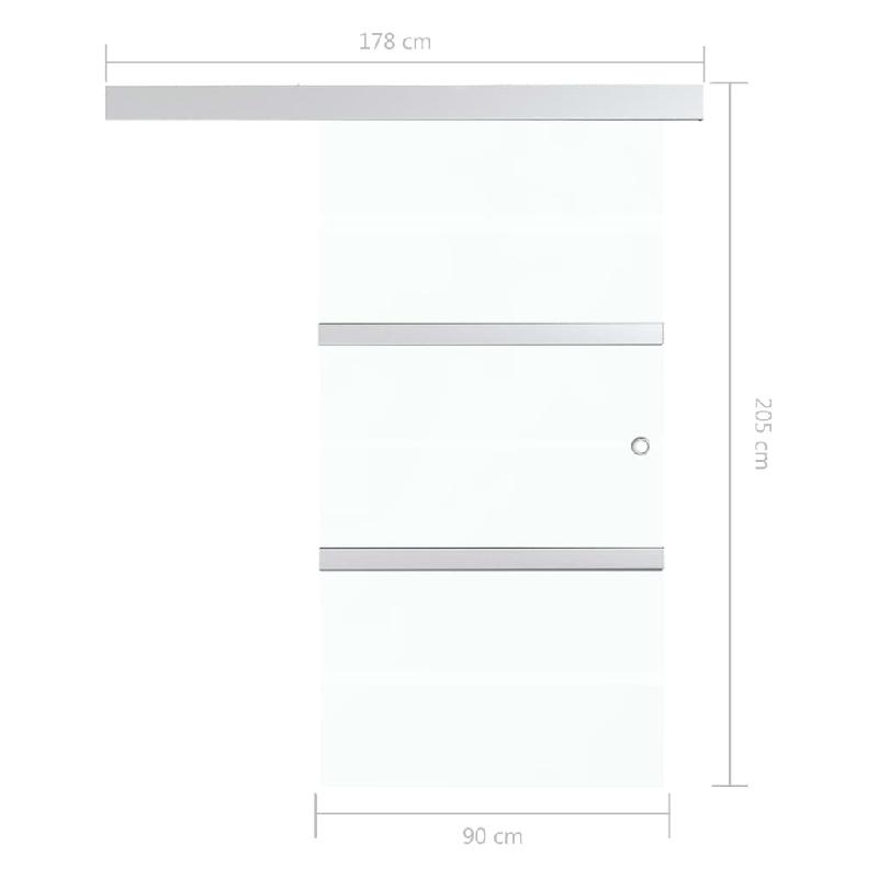 Vidaxl porte coulissante butées souples verre esg aluminium 90x205 cm 288062_6