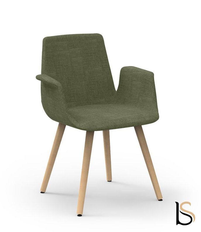 Chaise visiteurs RAN pieds bois - Mobel linea. - Gris chiné_6