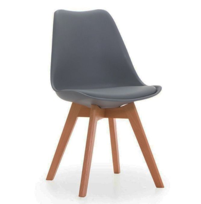 Chaise de restaurant - design scandinave - bois de hêtre et coque en polyuréthane - coussin simili cuir - vendue par lot de 4_6