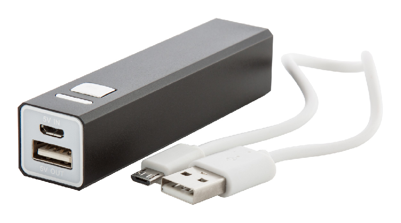 Power bank en aluminium - batterie 2200 mAh - câble micro USB inclus - couleur noire_6