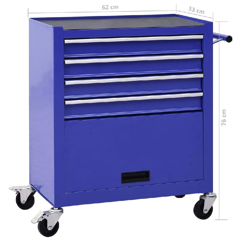 Vidaxl chariot à outils avec 4 tiroirs acier bleu 147188_6