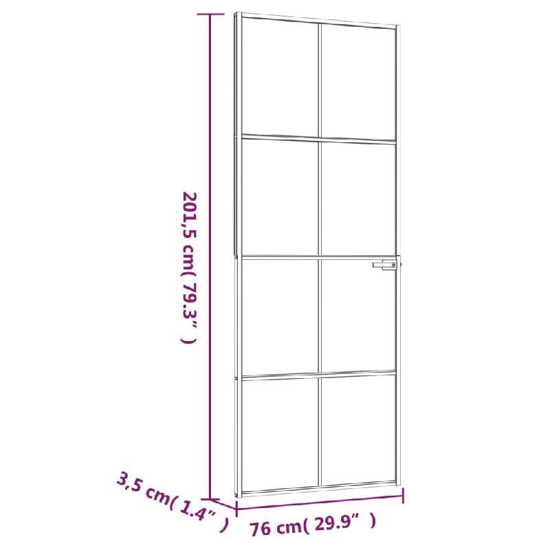 Vidaxl porte d'intérieur noir 76x201,5 cm trempé verre aluminium fin 153662_6