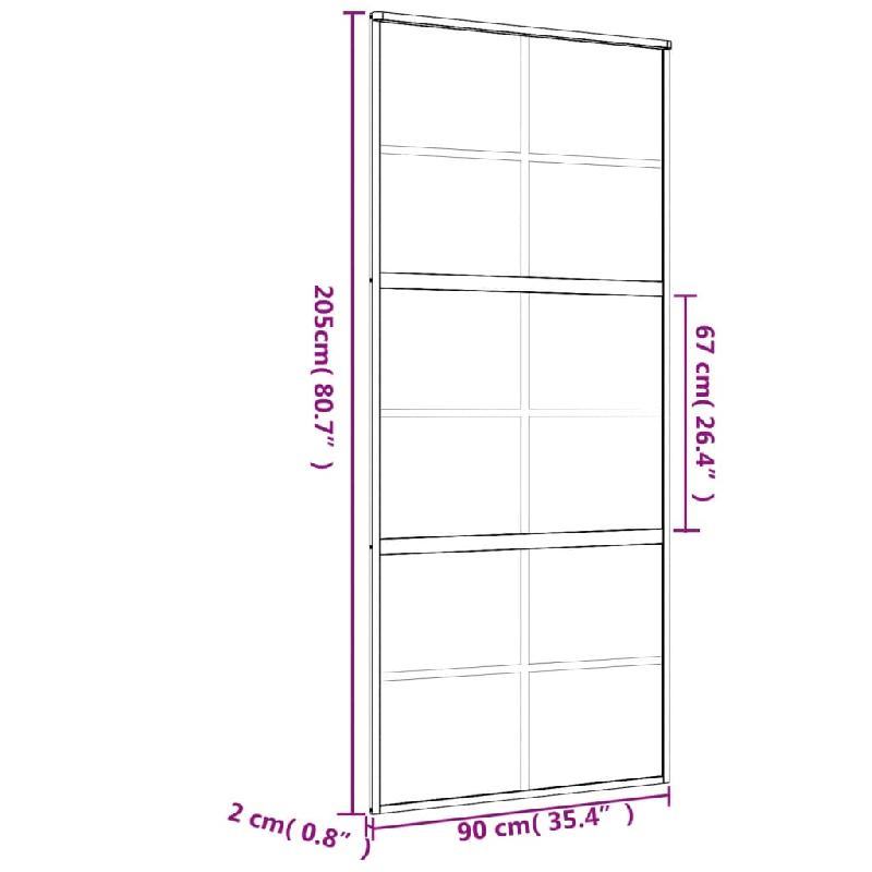 Vidaxl porte coulissante doré 90x205 cm verre esg clair et aluminium 155167_6