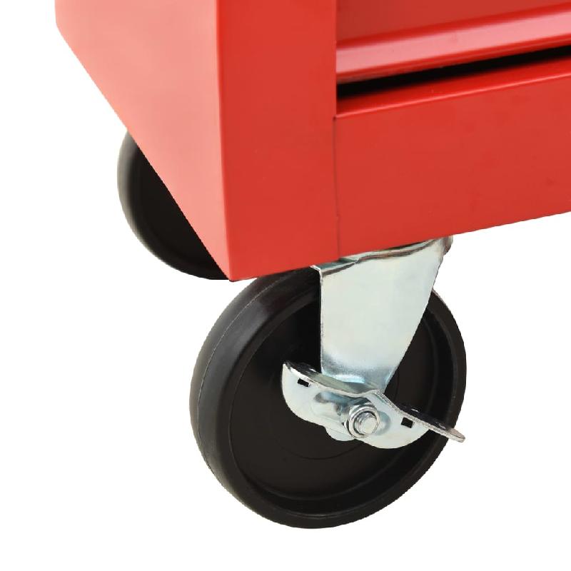 Vidaxl chariot à outils avec 15 tiroirs acier rouge 3056737_6