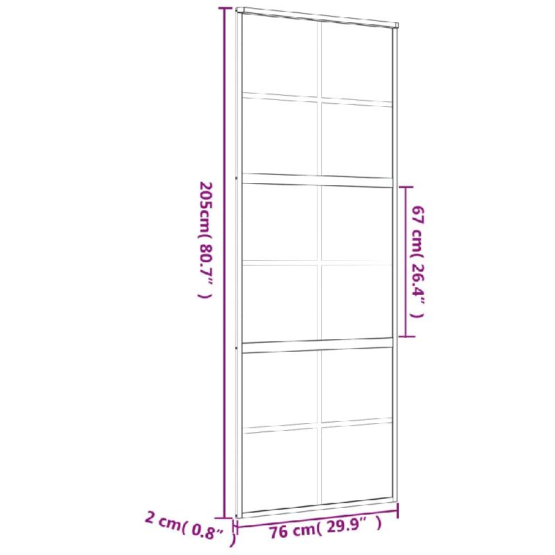 Vidaxl porte coulissante doré 76x205 cm verre esg dépoli et aluminium 155169_6