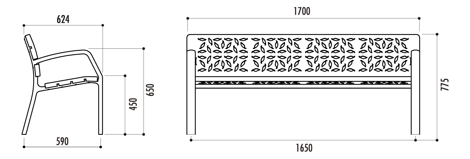 Banc public Modo La Forest - métal - Matériau robuste_6