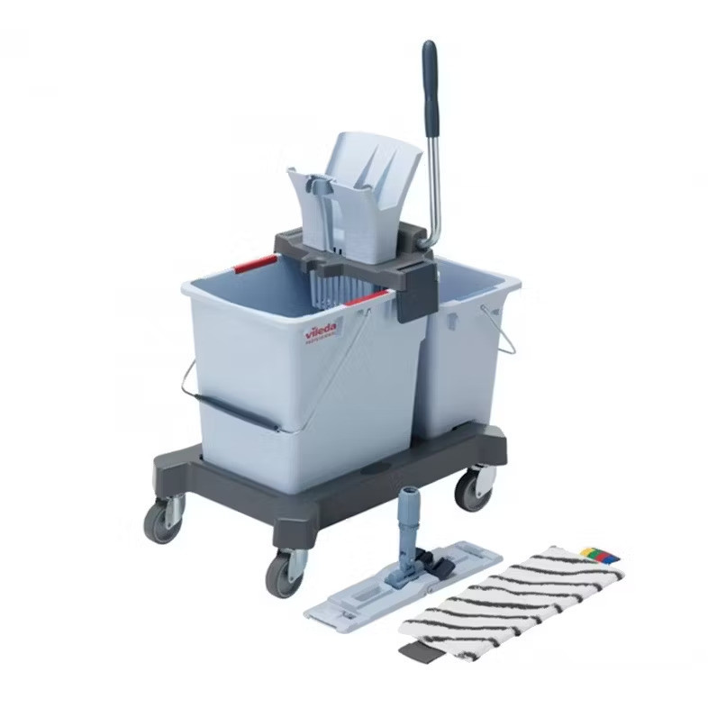 Chariot de lavage kit double seaux 25l/8l presse/support/bandeau ultra speed pro vileda (173890)_6