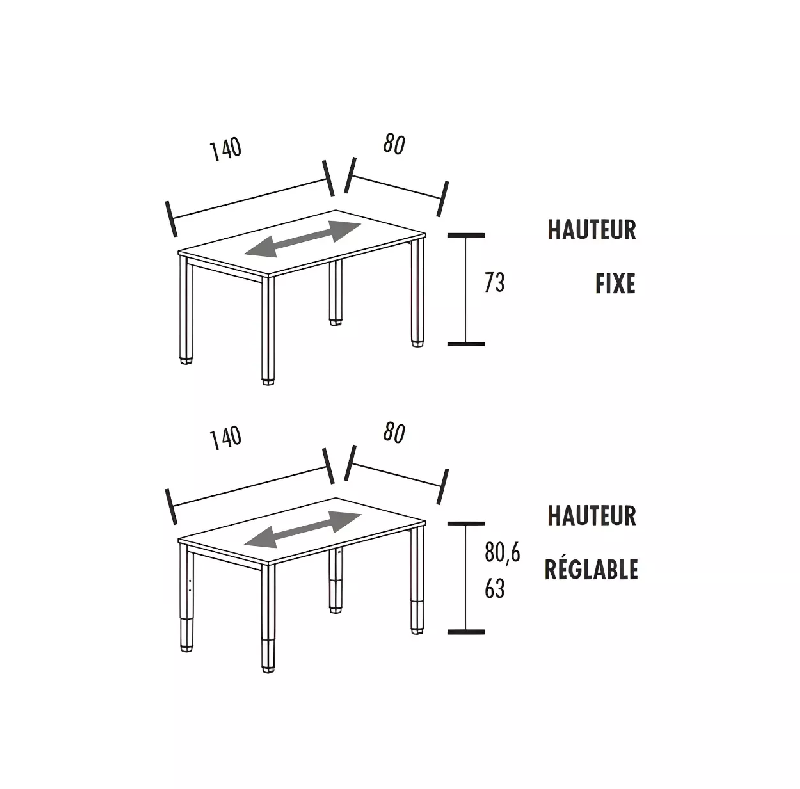 Bureau individuel avec retour So Vicar réglable en hauteur_6