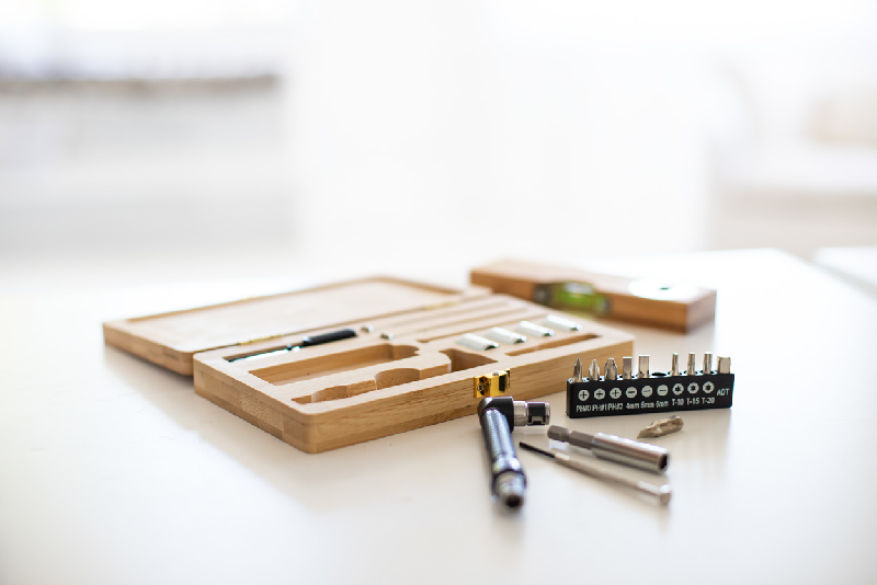 Kit d'outils en métal - 21 pièces avec boîte en bambou naturelle - tournevis et accessoires inclus_6