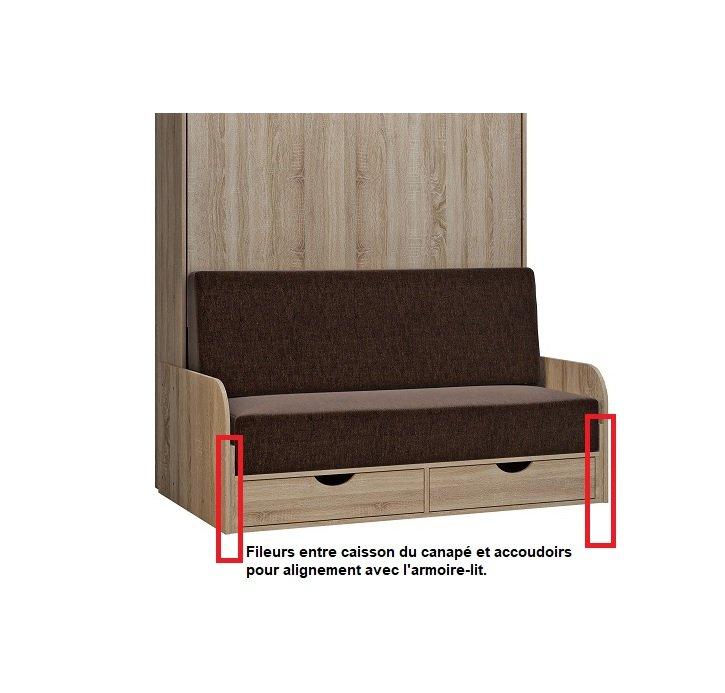 Lit escamotable industriel KEY SOFA - chêne, canapé avec accoudoirs tissu gris, couchage 160x200 cm_6