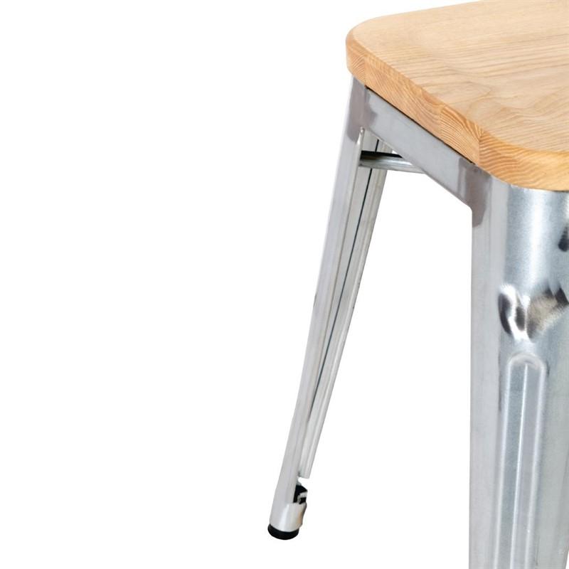 Tabourets bistro bas en acier avec assise en bois (lot de 4) | Bolero - GM634_6