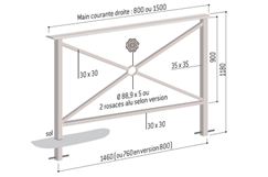 Barrière main courante HERITAGE en acier peint sur zinc - Longueur 800 ou 1500 mm - Plusieurs configurations possibles_6