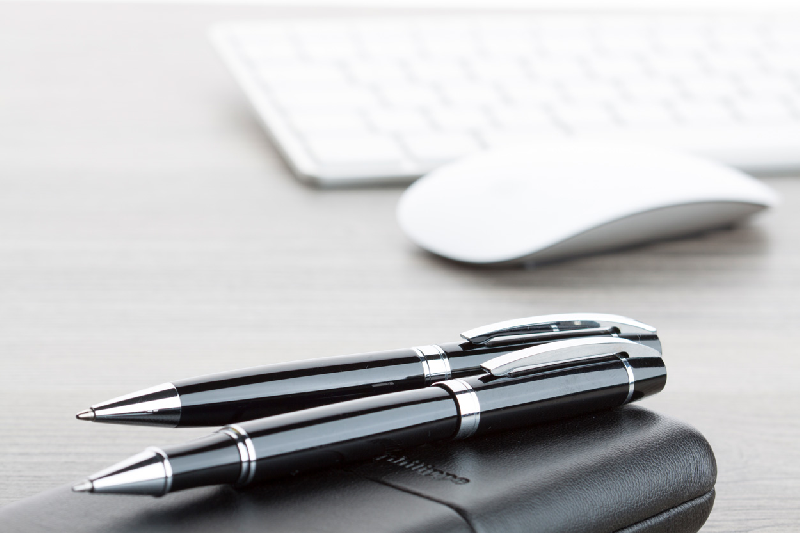 Parure stylo à bille en métal - Parties chromées brillantes - Boîte cadeau PU - Marque André Philippe_6