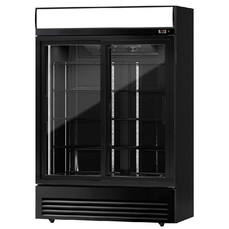 Armoire à boissons noire double portes coulissantes avec canopy - 880L_6