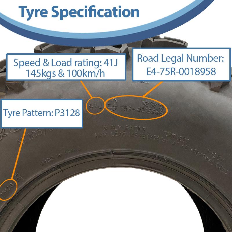 24x10.00-11  24x8.00-11 ATV Quad Tyres 6ply P3128 E-Mark Road Legal (Set of 4)_6