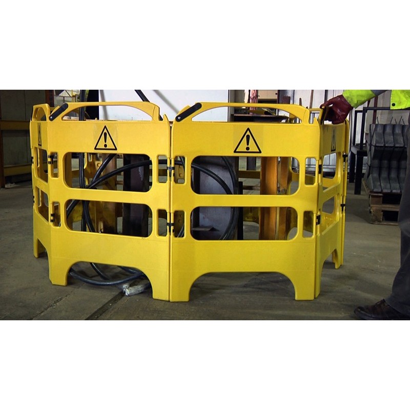 Barrière de chantier rigides pliables 4 pans - panneaux enclenchés 750 mm x 1000 mm - haute visibilité_6