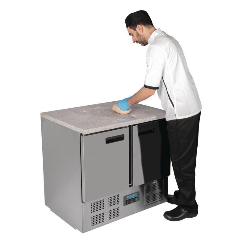 Table réfrigérée positive plan de travail en marbre Série G 2 portes 240L CL108 Polar_6