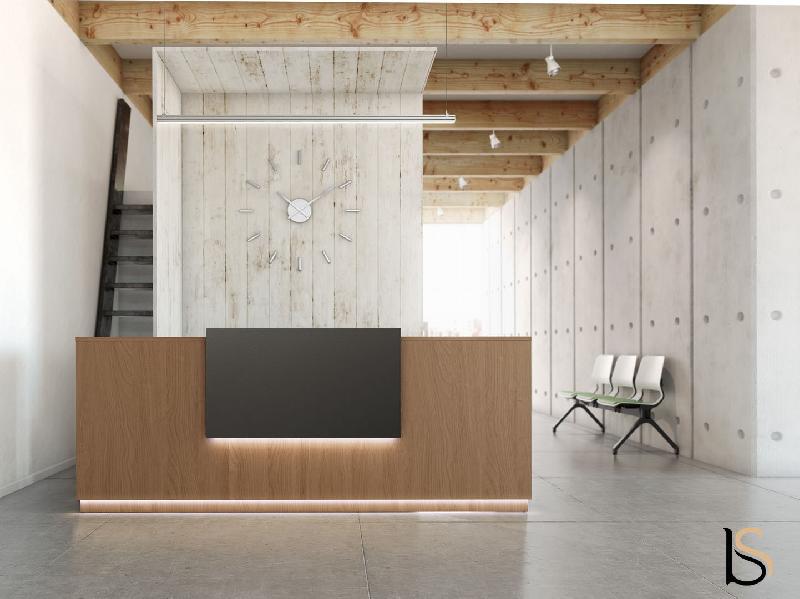 Banque d'accueil modulable - Mobel Linea - Gris ombre, 284, Acacia foncé, Oui_6