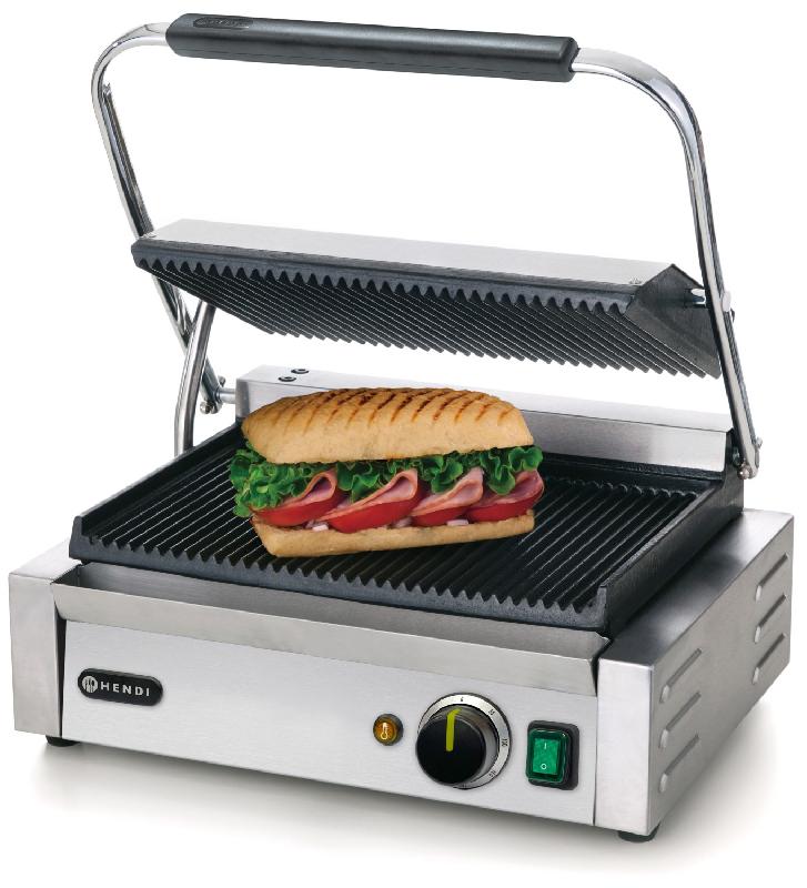 Grill de contact Panini Complètement rainuré 340x230mm HENDI_6