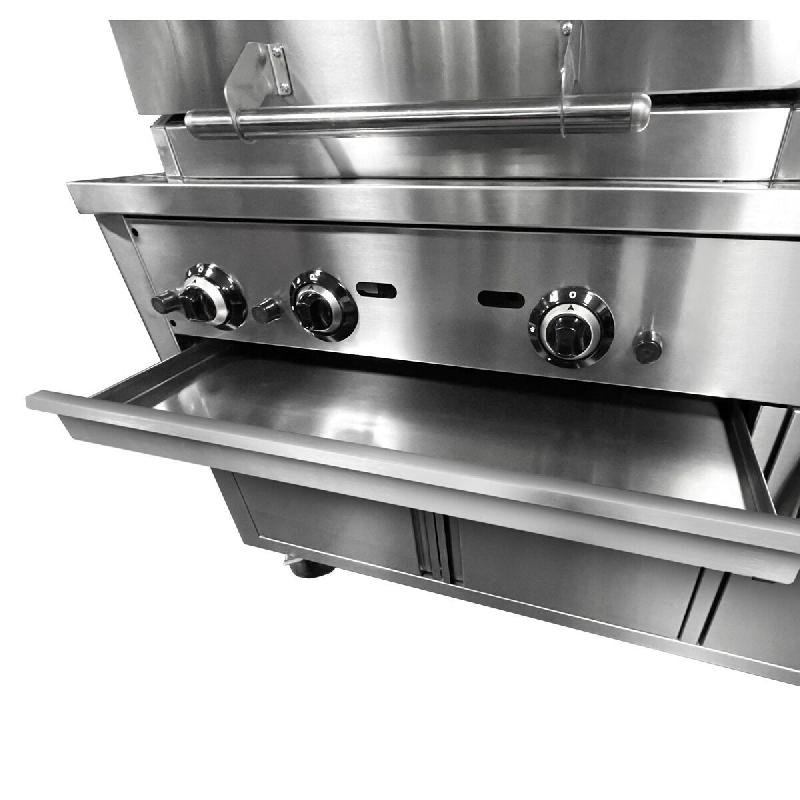 Station de Grill Gaz Professionnelle avec Broche et Cuisinière - Inox AISI 304 - GRSTE3 | GGM_6