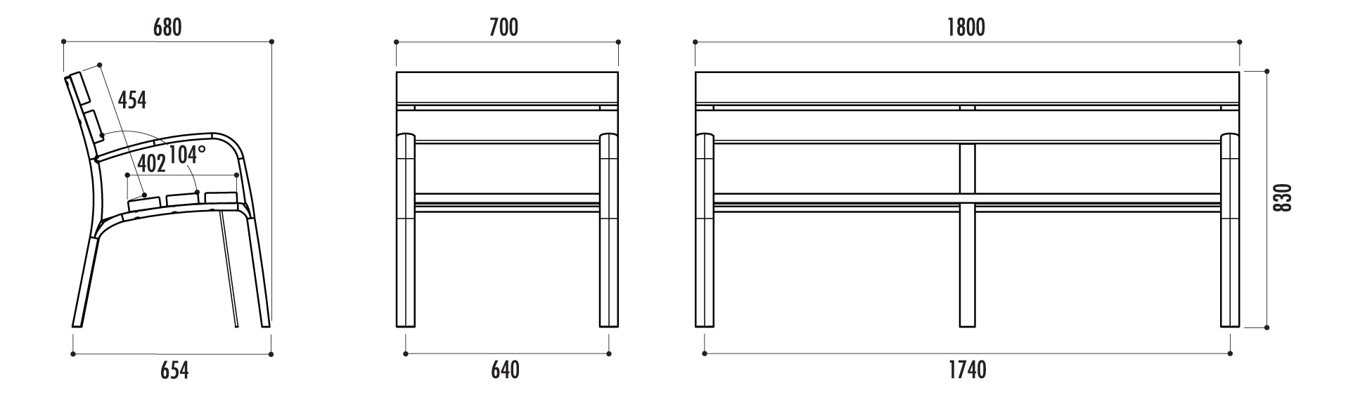 Banc public modo en polymère composite - ECOCITY_6