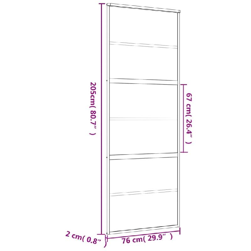 Vidaxl porte coulissante doré 76x205 cm verre esg dépoli et aluminium 155163_6