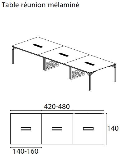 Grande table de réunion X8 avec plateaux laqués Officity. - Anthracite, 480, Blanc gris RAL 9002_6