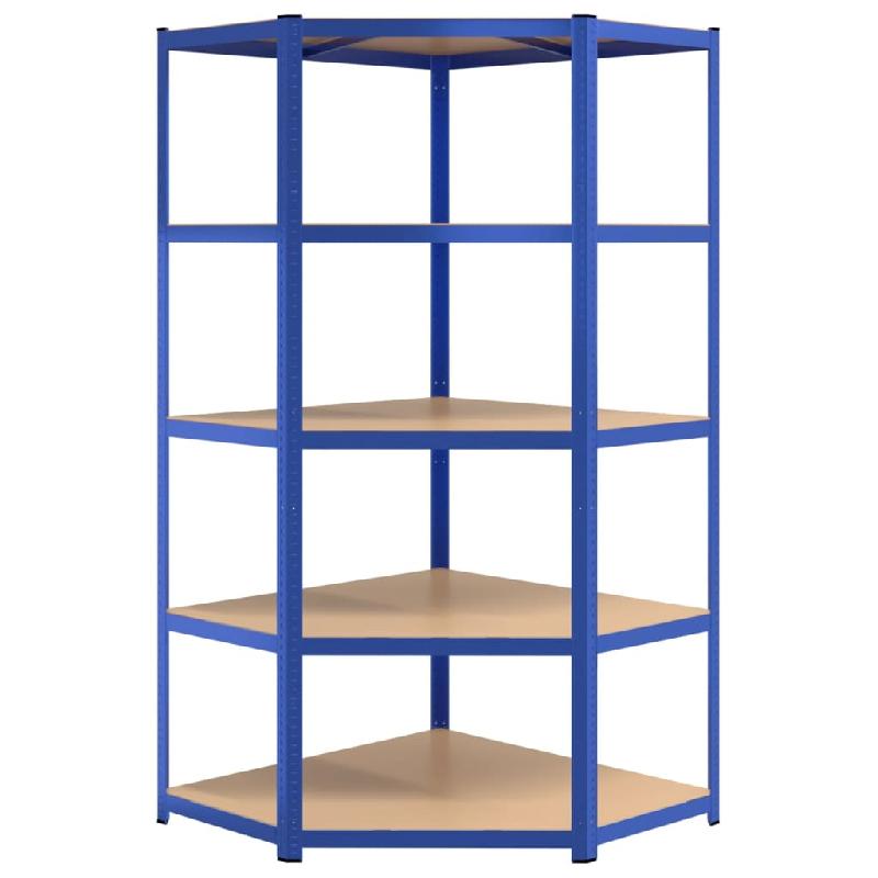 Vidaxl étagères à 5 niveaux 4pcs bleu acier et bois d'ingénierie 3154185_6