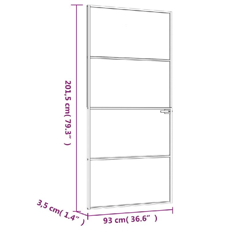 Vidaxl porte d'intérieur blanc 93x201,5 cm trempé verre aluminium fin 153668_6