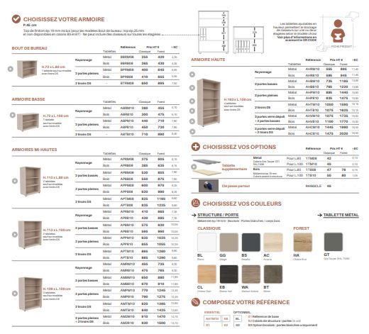 Armoire de rangement en bois - bureau - portes battantes - différentes tailles et finitions_6