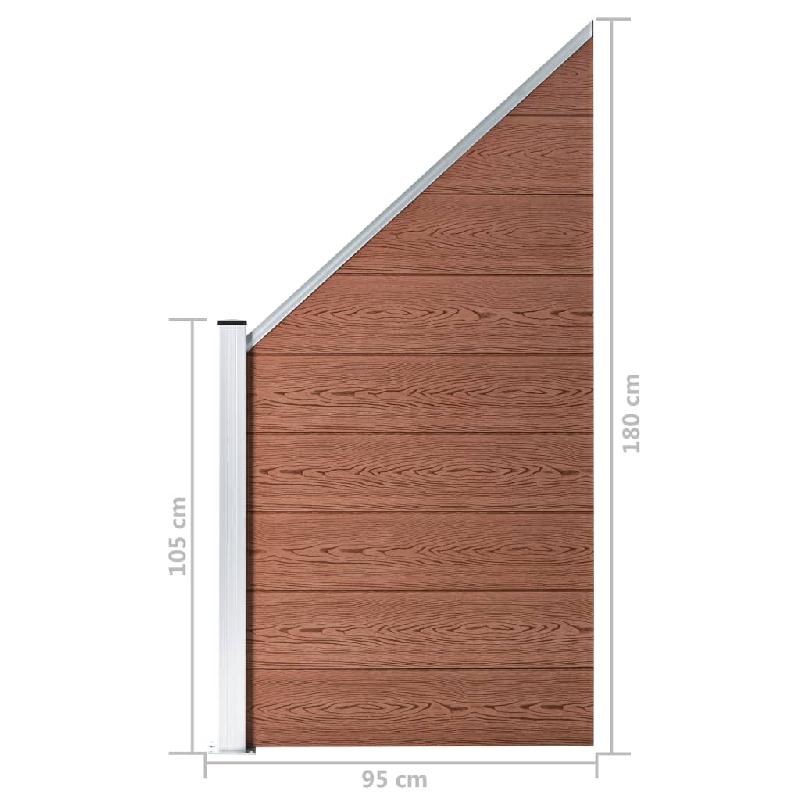 Vidaxl panneau de clôture wpc 95x(105-180) cm marron 49070_6