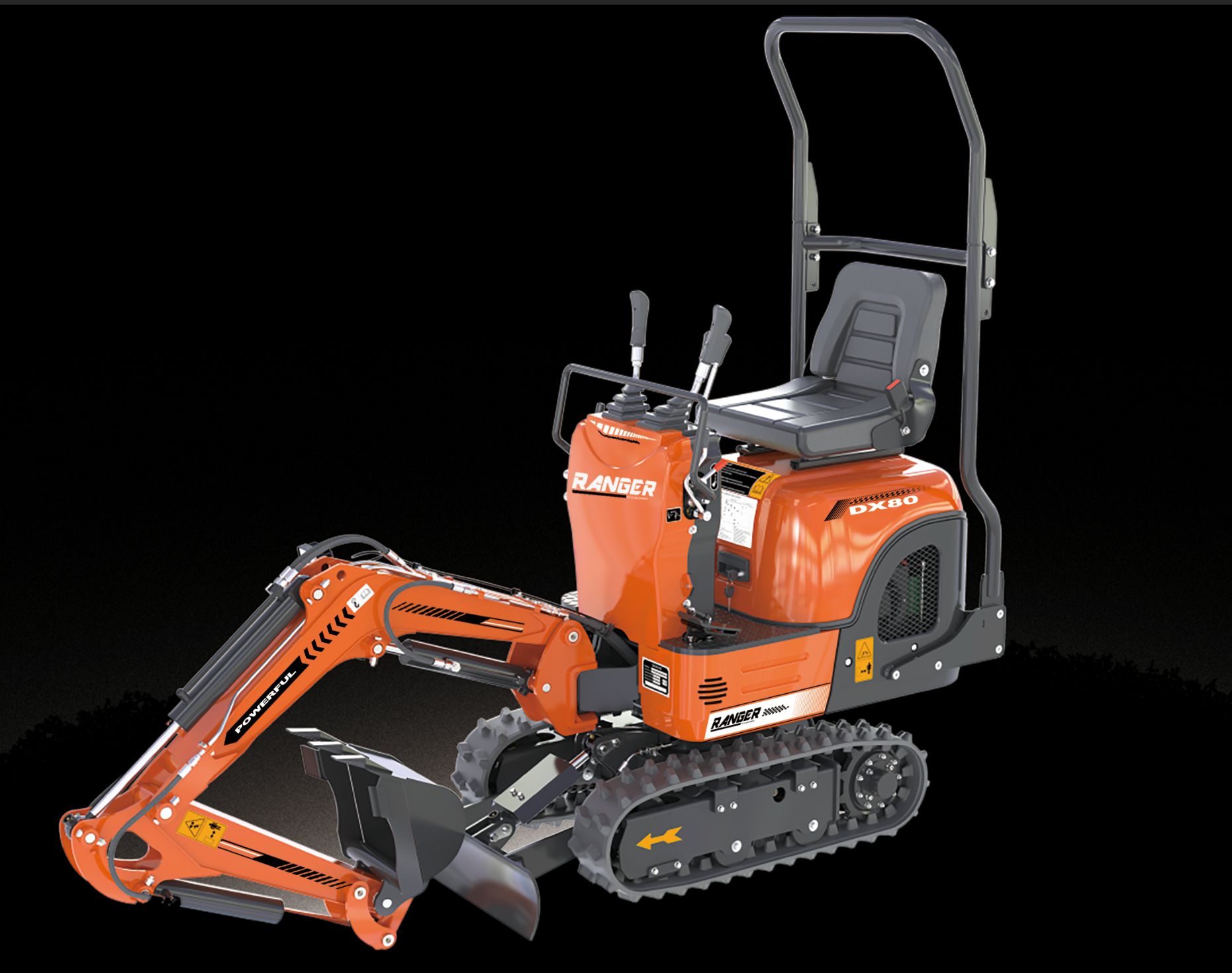 Mini-pelle avec godet de curage inclus