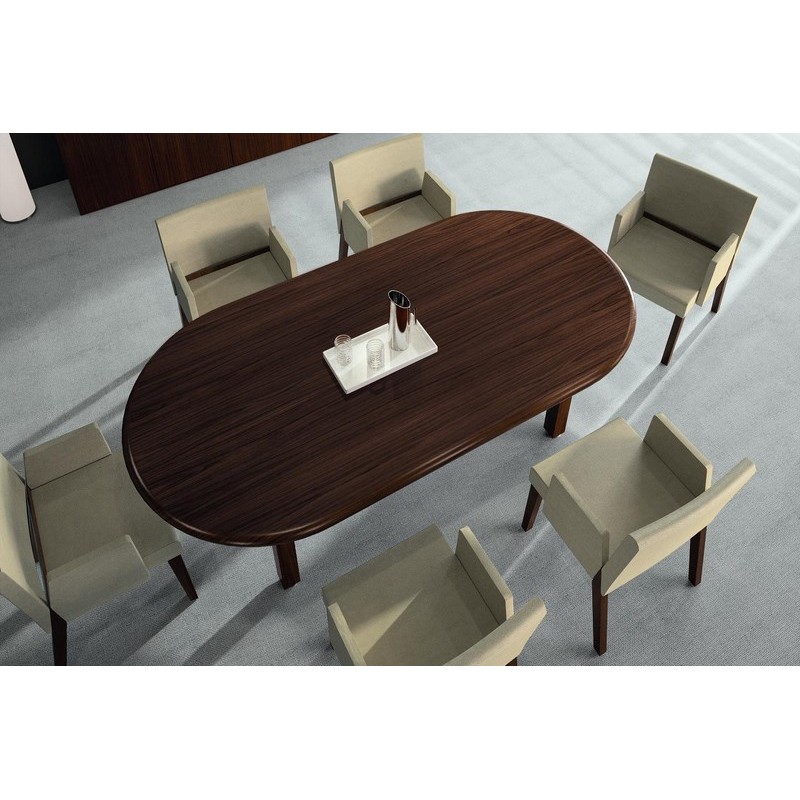 Table de réunion couleur bois - Référence CB02 - Fabricant MACE - Dessus elliptique - Profil sampan et jonque_6